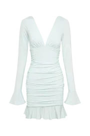 Meshki Mini Dresses Women Leanne Jersey Gathered Mini Dress 8211 Arctic Blue Arcticblue