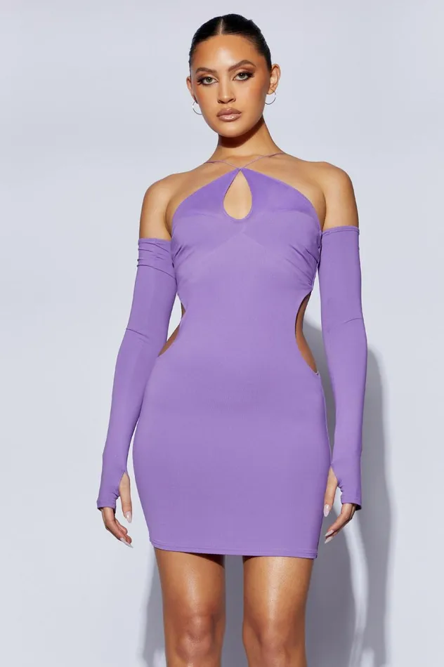 Meshki Mini Dresses Women Maddy Mini Triangle Cut Out Dress 8211 Purple Purple Meshki Mini Dresses Women Maddy Mini Triangle Cut Out Dress 8211 Purple Purple