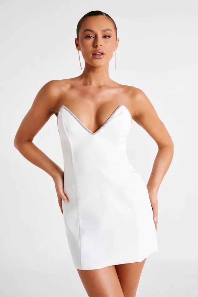 Meshki Mini Dresses Women Madi Suiting Mini Dress With Diamante Rope 8211 White White Meshki Mini Dresses Women Madi Suiting Mini Dress With Diamante Rope 8211 White White