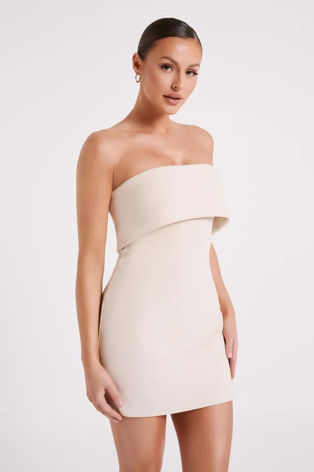 Meshki Mini Dresses Women Mariska Strapless Crepe Mini Dress 8211 Cream Cream