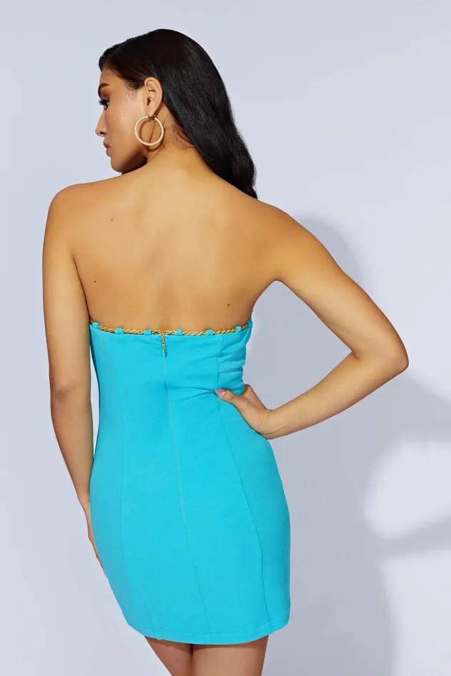 Meshki Mini Dresses Women Noelle Chain Mini Dress 8211 Aquamarine Aquamarine Meshki Mini Dresses Women Noelle Chain Mini Dress 8211 Aquamarine Aquamarine