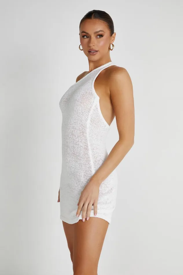 Meshki Mini Dresses Women Paisley Knit Mini Dress 8211 White White