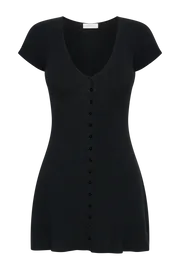 Meshki Mini Dresses Women Paula Buttoned Knit Mini Dress 8211 Black Black Meshki Mini Dresses Women Paula Buttoned Knit Mini Dress 8211 Black Black