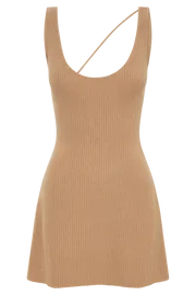 Meshki Mini Dresses Women Pauline Open Back Knit Mini Dress 8211 Taupe Taupe