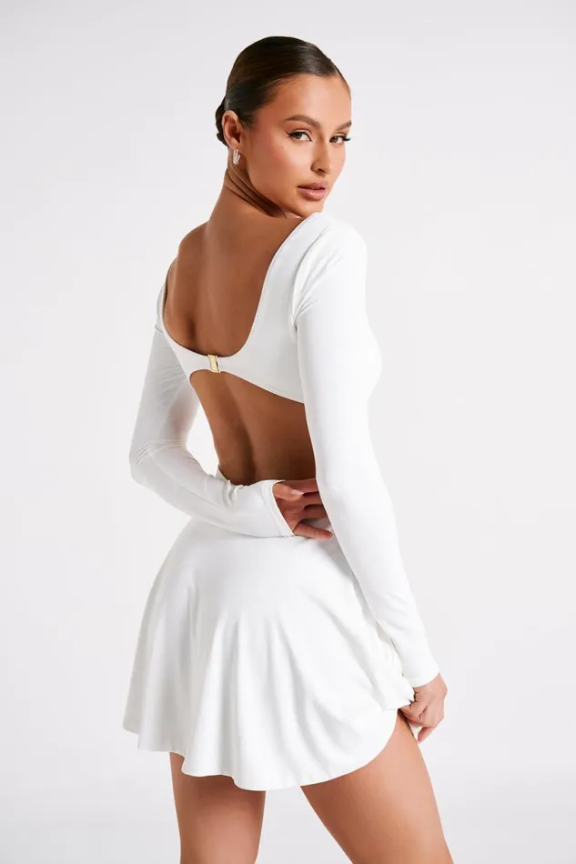Meshki Mini Dresses Women Renee Recycled Nylon Long Sleeve Mini Dress 8211 White White Meshki Mini Dresses Women Renee Recycled Nylon Long Sleeve Mini Dress 8211 White White