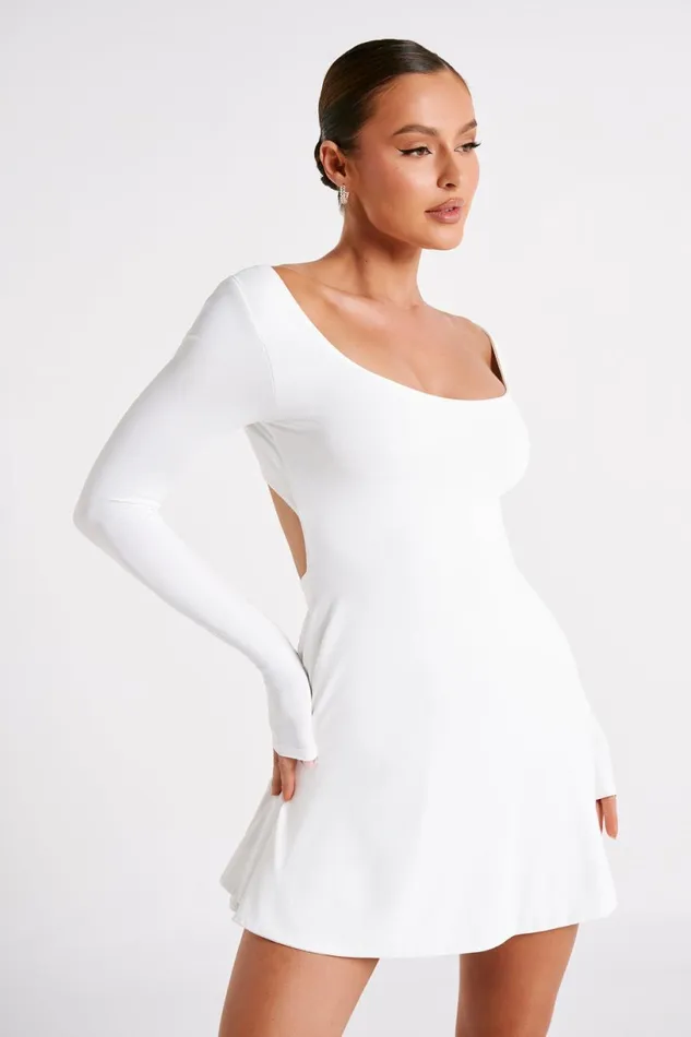 Meshki Mini Dresses Women Renee Recycled Nylon Long Sleeve Mini Dress 8211 White White