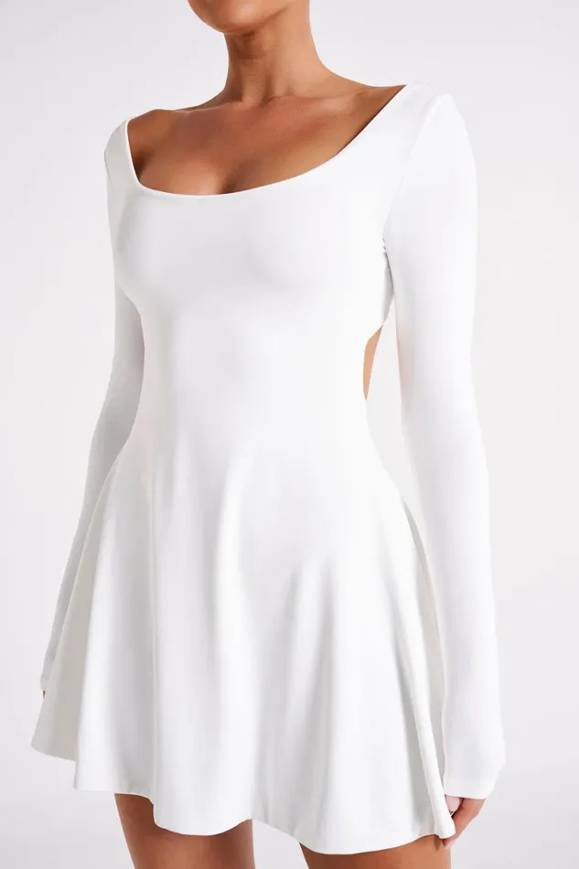 Meshki Mini Dresses Women Renee Recycled Nylon Long Sleeve Mini Dress 8211 White White