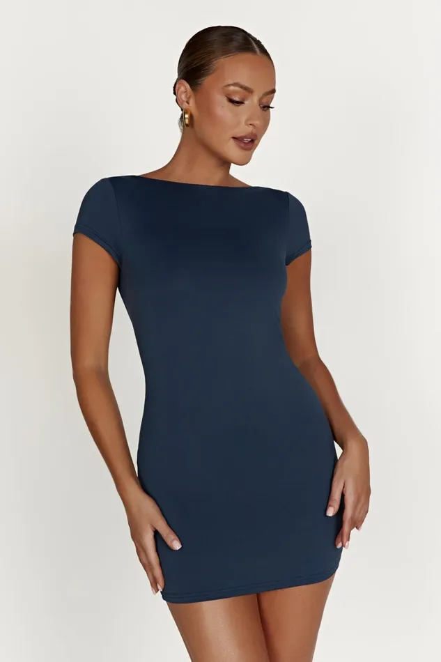 Meshki Mini Dresses Women Reyna Recycled Nylon Backless Mini Dress 8211 Midnight Navy Midnightnavy Meshki Mini Dresses Women Reyna Recycled Nylon Backless Mini Dress 8211 Midnight Navy Midnightnavy
