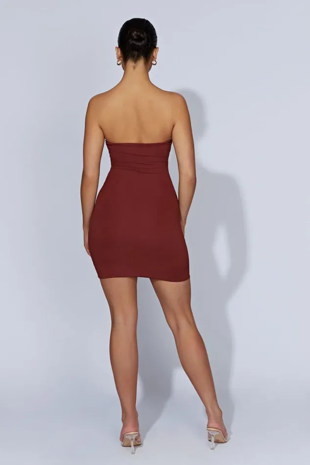 Meshki Mini Dresses Women Stella Strapless Mini Dress 8211 Cherry Chocolate Cherrychocolate