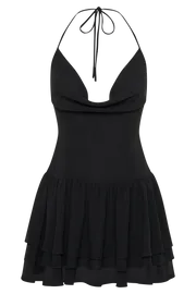 Meshki Mini Dresses Women Uma Ruffle Halter Mini Dress 8211 Black Black