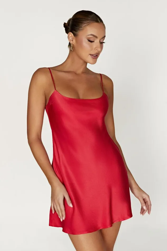 Meshki Mini Dresses Women Valentina Satin Mini Dress 8211 Red Red