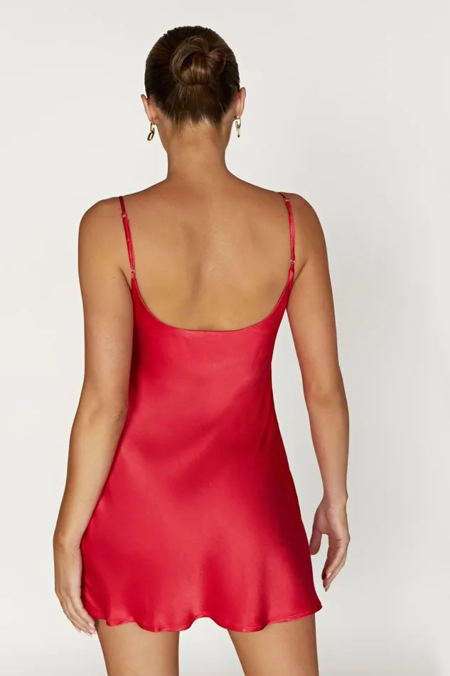 Meshki Mini Dresses Women Valentina Satin Mini Dress 8211 Red Red