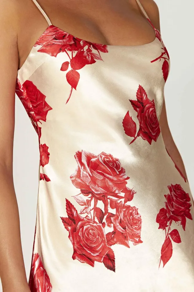 Meshki Mini Dresses Women Valentina Satin Mini Dress 8211 Rose Print Roseprint