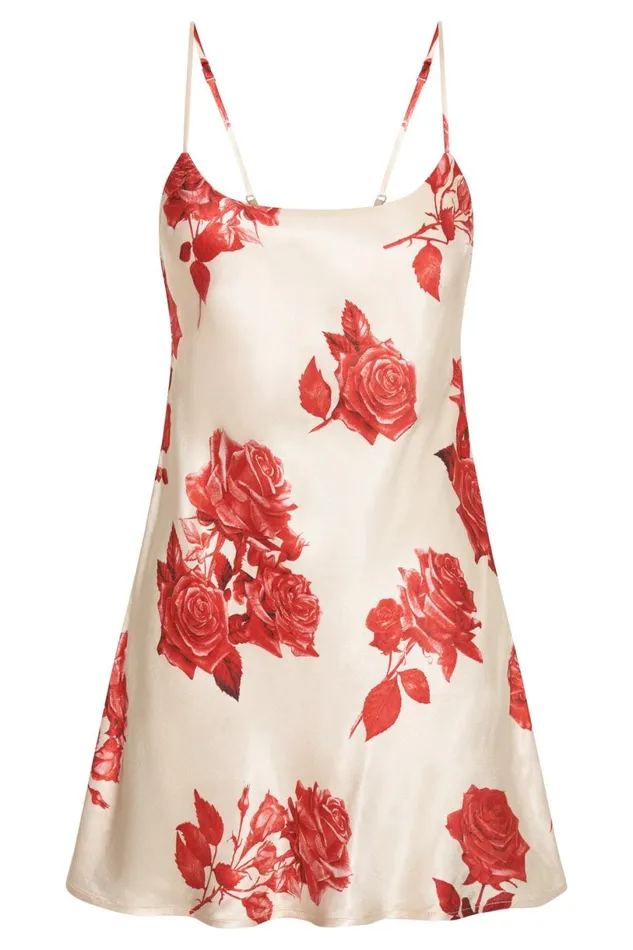 Meshki Mini Dresses Women Valentina Satin Mini Dress 8211 Rose Print Roseprint