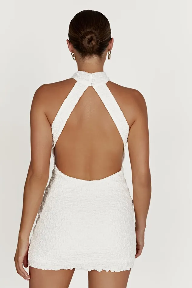 Meshki Mini Dresses Women Yuki Textured Halter Mini Dress 8211 White White