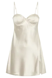 Meshki Mini Dresses Women Zahli Top Stitch Satin Mini Dress 8211 Ivory Ivory
