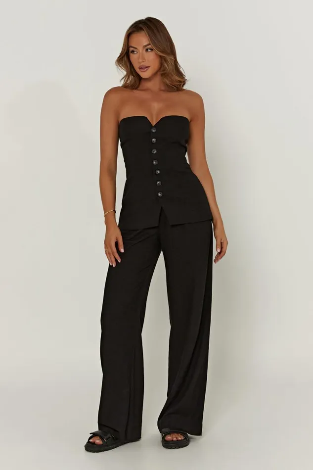 Meshki Pants Women Adina Linen Pant 8211 Black Black