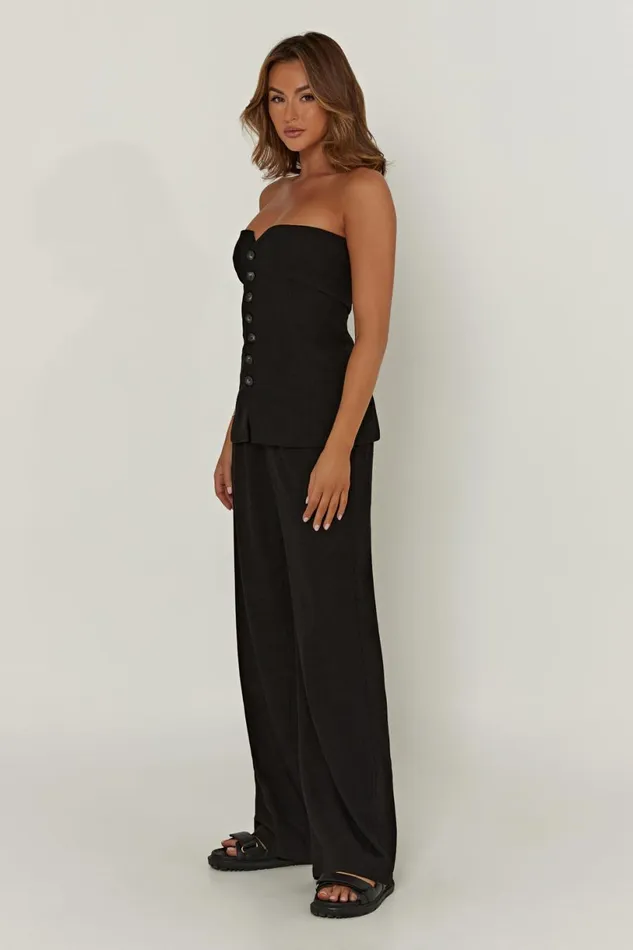 Meshki Pants Women Adina Linen Pant 8211 Black Black