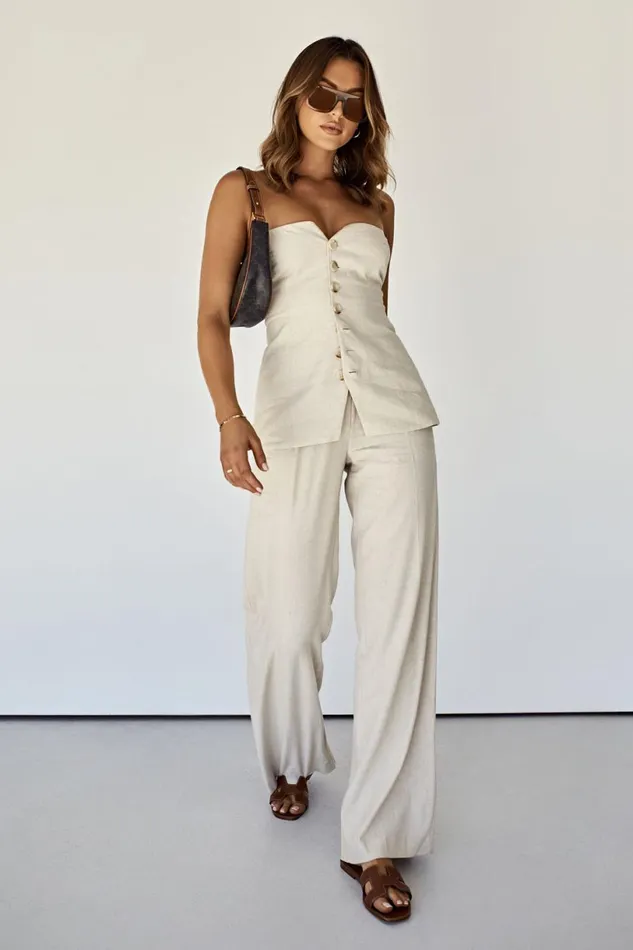 Meshki Pants Women Adina Linen Pant 8211 Natural Natural