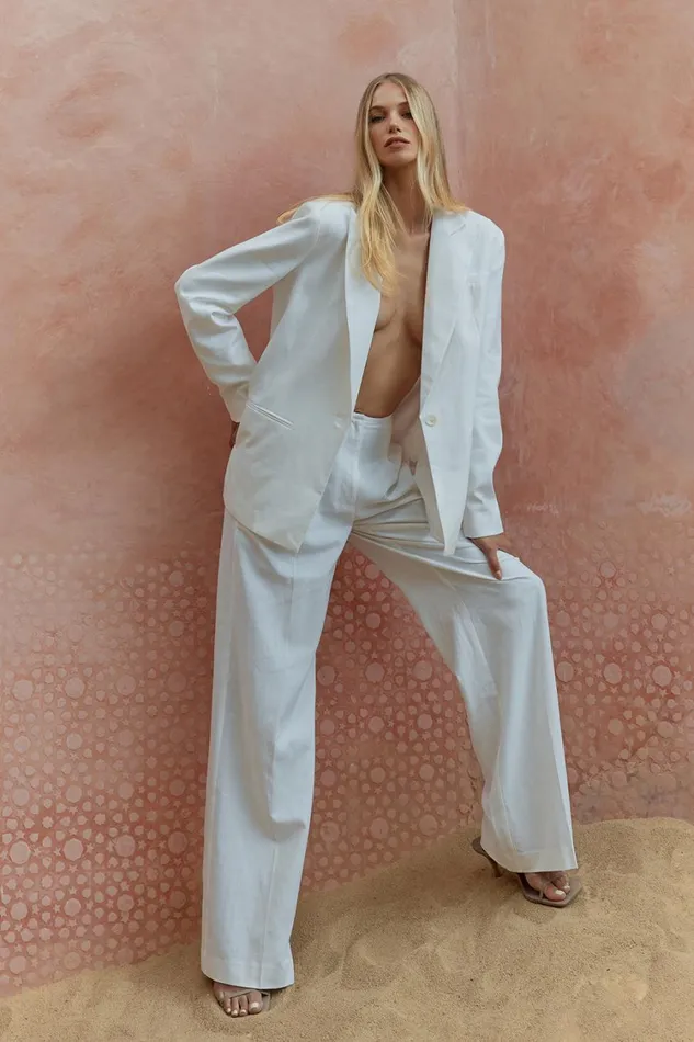 Meshki Pants Women Adina Linen Pant 8211 White White