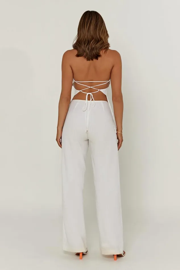 Meshki Pants Women Adina Linen Pant 8211 White White