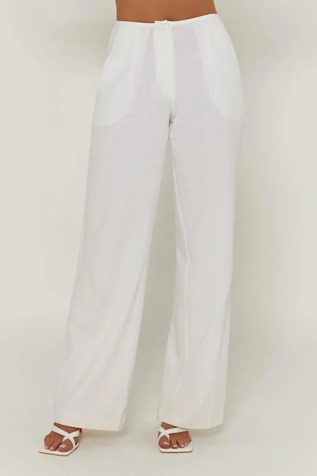 Meshki Pants Women Adina Linen Pant 8211 White White