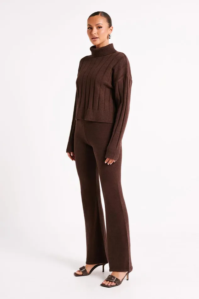 Meshki Pants Women Angelina Knit Pants 8211 Chocolate Chocolate