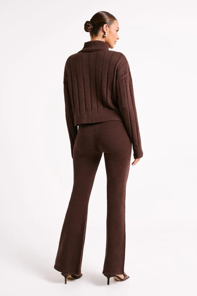 Meshki Pants Women Angelina Knit Pants 8211 Chocolate Chocolate