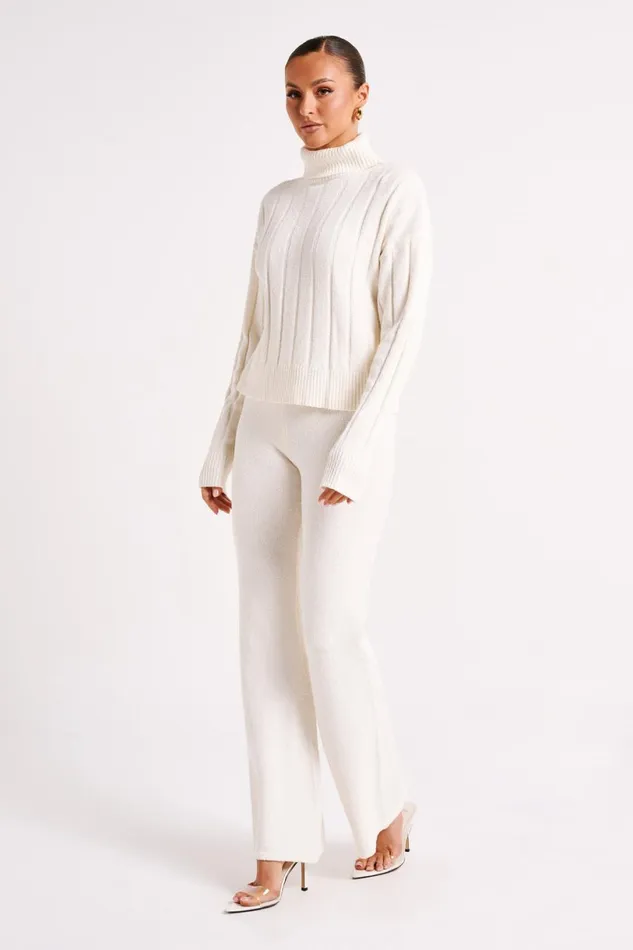Meshki Pants Women Angelina Knit Pants 8211 Ivory Ivory