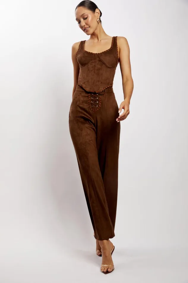 Meshki Pants Women Audrey Suede Wideleg Pants 8211 Chocolate Chocolate Meshki Pants Women Audrey Suede Wideleg Pants 8211 Chocolate Chocolate
