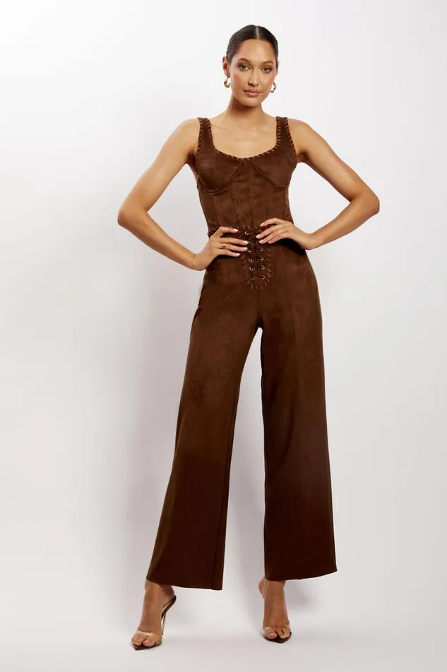 Meshki Pants Women Audrey Suede Wideleg Pants 8211 Chocolate Chocolate Meshki Pants Women Audrey Suede Wideleg Pants 8211 Chocolate Chocolate