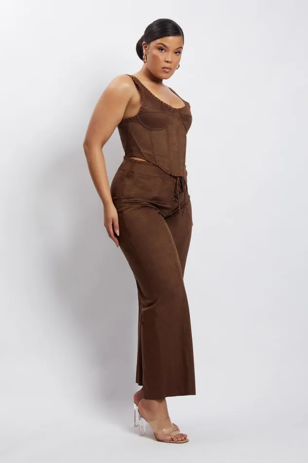 Meshki Pants Women Audrey Suede Wideleg Pants 8211 Chocolate Chocolate Meshki Pants Women Audrey Suede Wideleg Pants 8211 Chocolate Chocolate