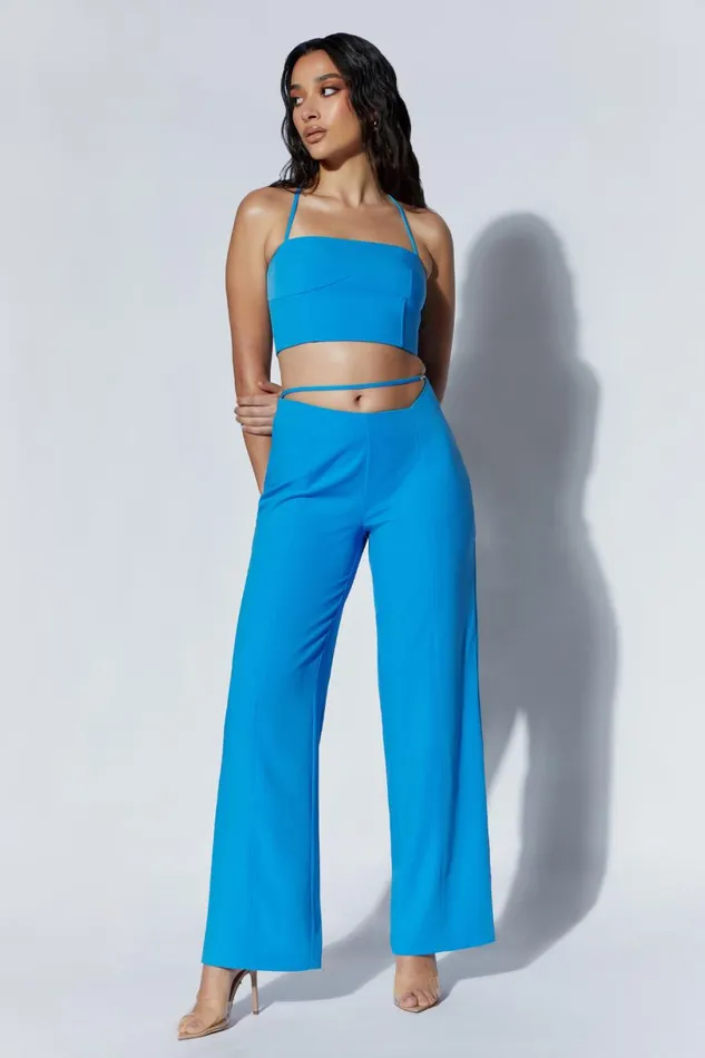 Meshki Pants Women Bahar Mid Rise Wide Leg Strap Pant 8211 Azure Blue Azureblue Meshki Pants Women Bahar Mid Rise Wide Leg Strap Pant 8211 Azure Blue Azureblue