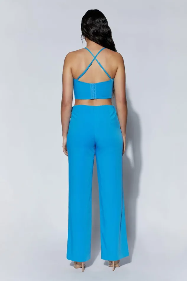 Meshki Pants Women Bahar Mid Rise Wide Leg Strap Pant 8211 Azure Blue Azureblue Meshki Pants Women Bahar Mid Rise Wide Leg Strap Pant 8211 Azure Blue Azureblue