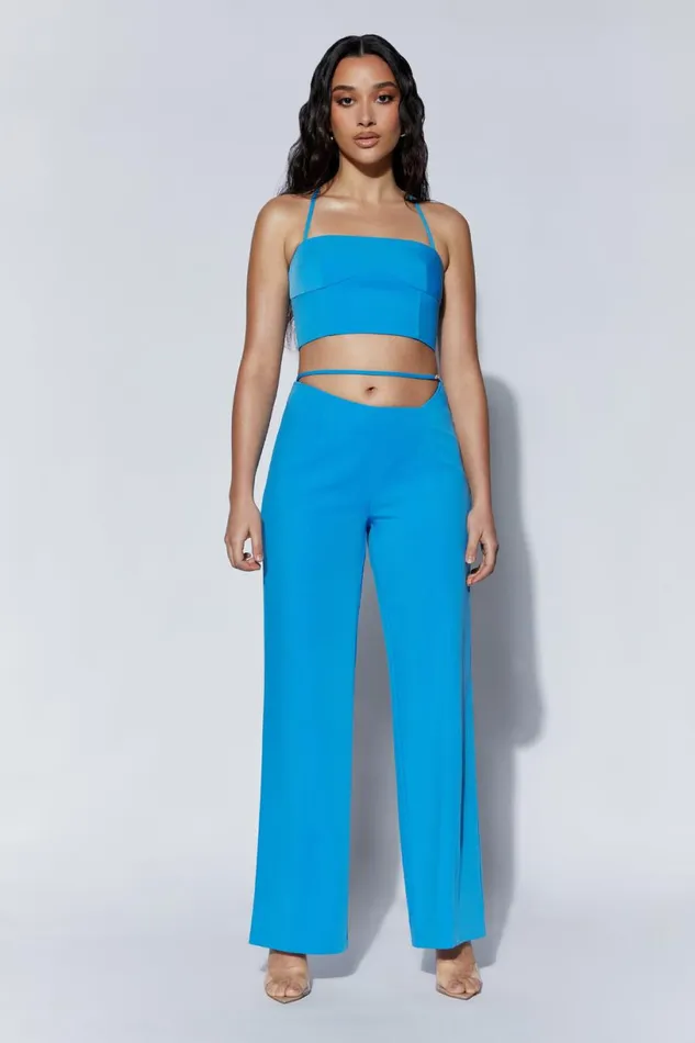 Meshki Pants Women Bahar Mid Rise Wide Leg Strap Pant 8211 Azure Blue Azureblue Meshki Pants Women Bahar Mid Rise Wide Leg Strap Pant 8211 Azure Blue Azureblue