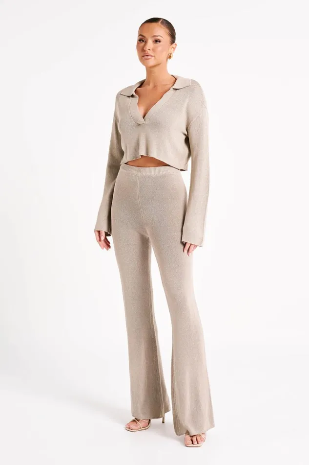 Meshki Pants Women Carlota Knit Pants 8211 Taupe Taupe