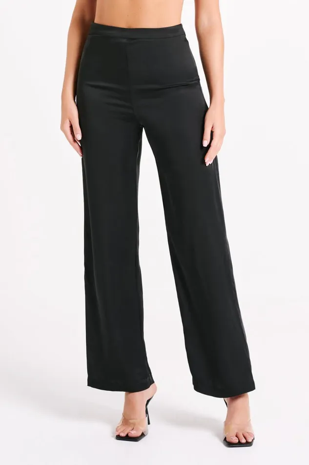 Meshki Pants Women Elisa Satin Straight Leg Pant 8211 Black Black