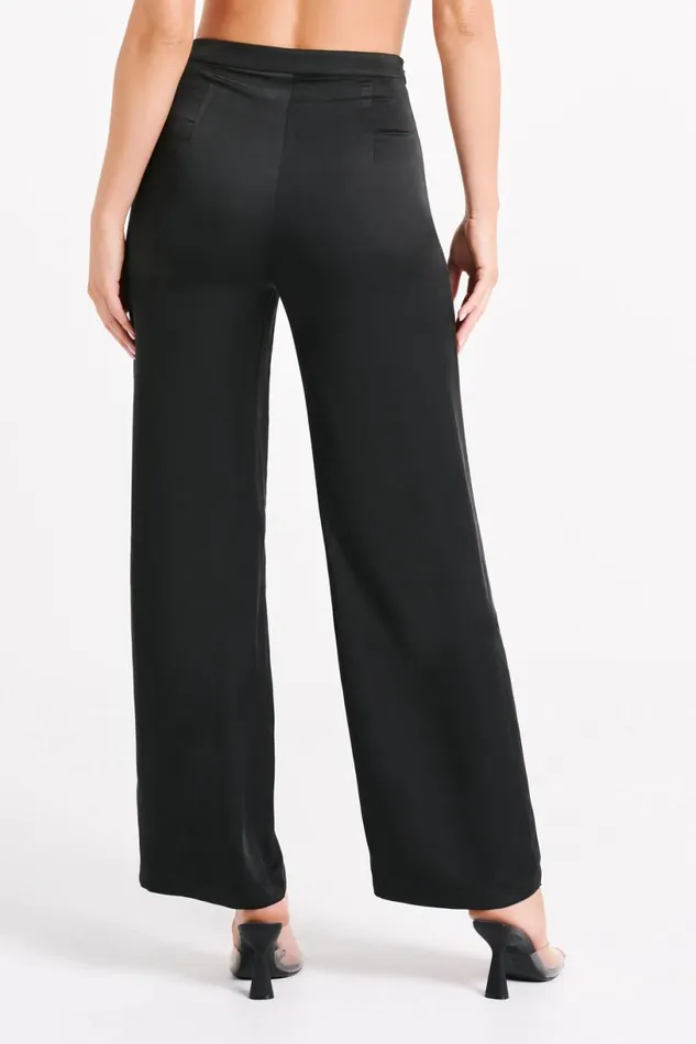 Meshki Pants Women Elisa Satin Straight Leg Pant 8211 Black Black