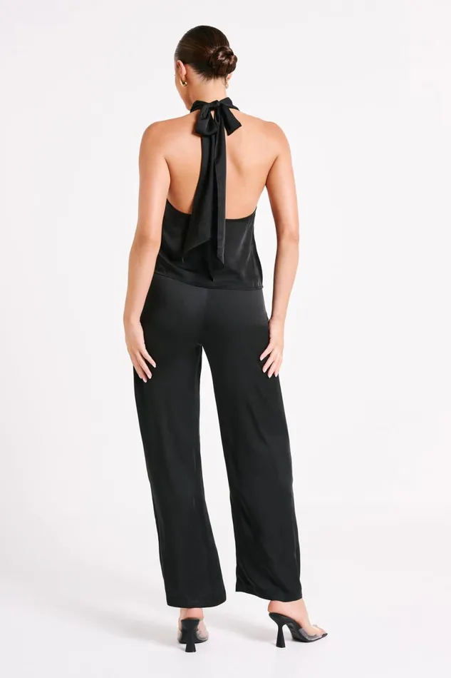 Meshki Pants Women Elisa Satin Straight Leg Pant 8211 Black Black
