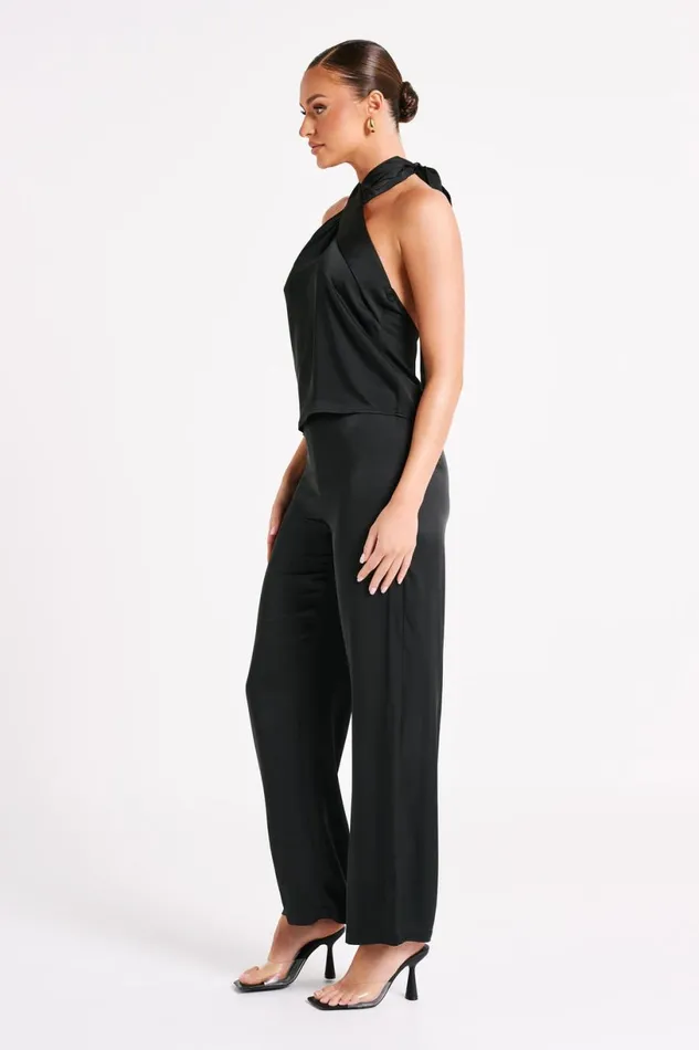 Meshki Pants Women Elisa Satin Straight Leg Pant 8211 Black Black