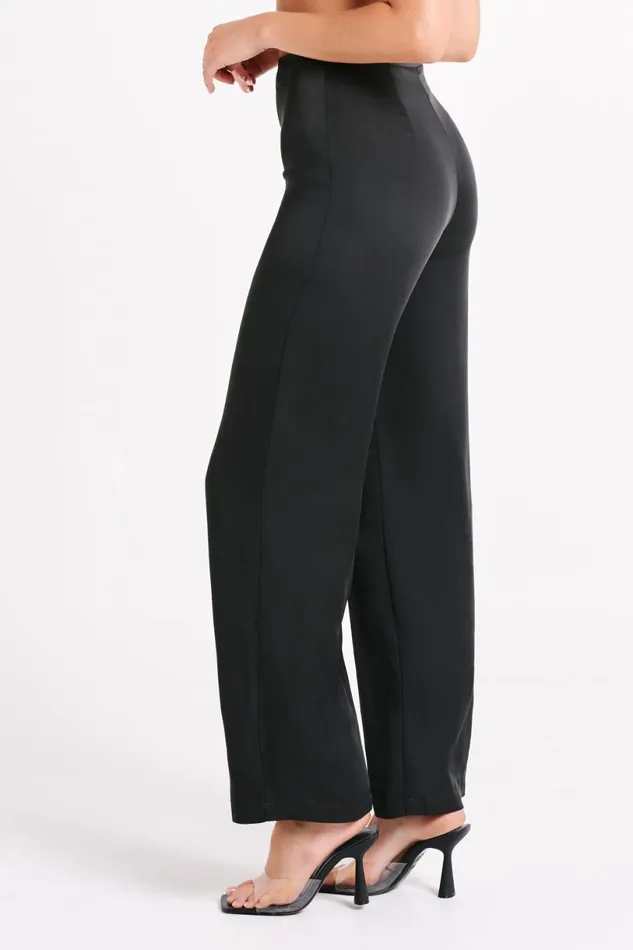 Meshki Pants Women Elisa Satin Straight Leg Pant 8211 Black Black