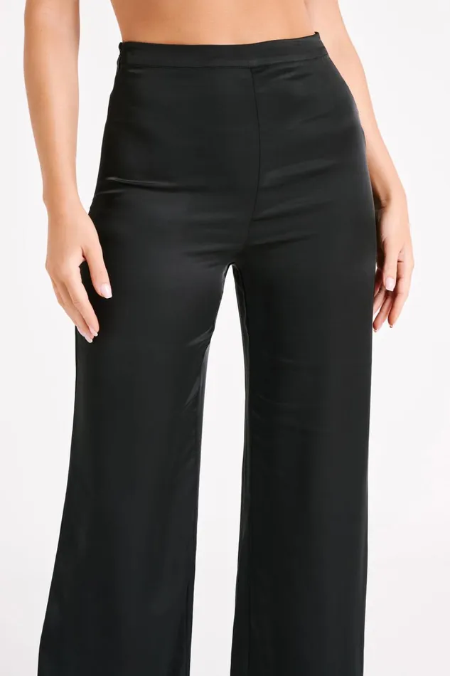 Meshki Pants Women Elisa Satin Straight Leg Pant 8211 Black Black
