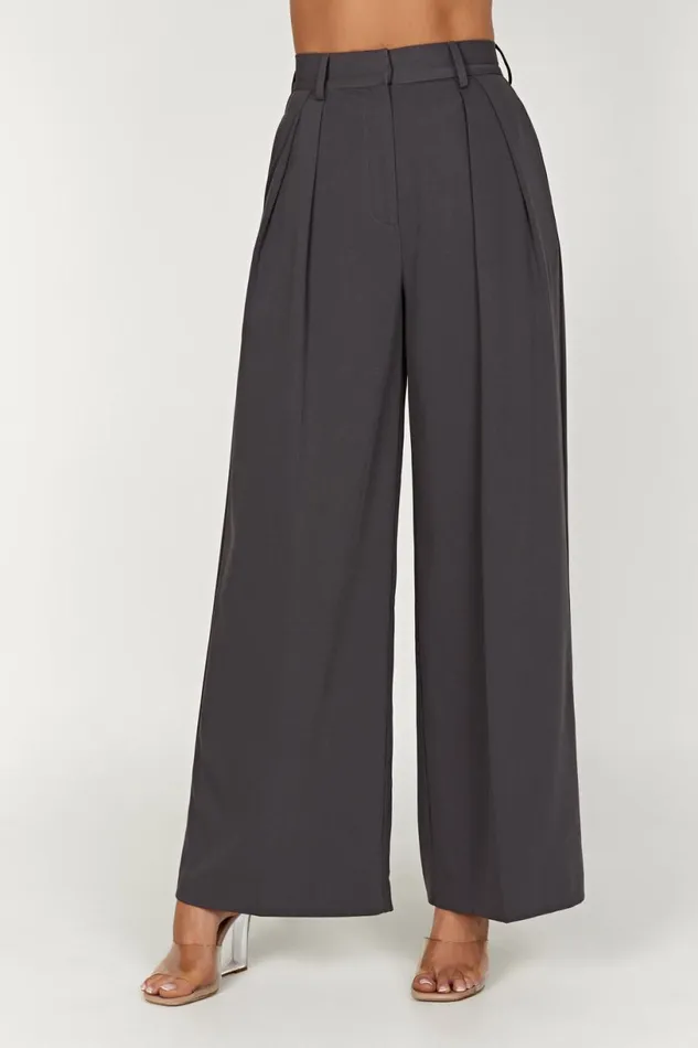 Meshki Pants Women Jemima Straight Leg Pants 8211 Charcoal Charcoal