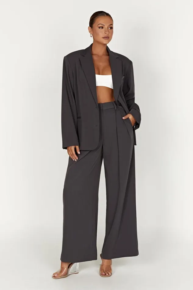 Meshki Pants Women Jemima Straight Leg Pants 8211 Charcoal Charcoal