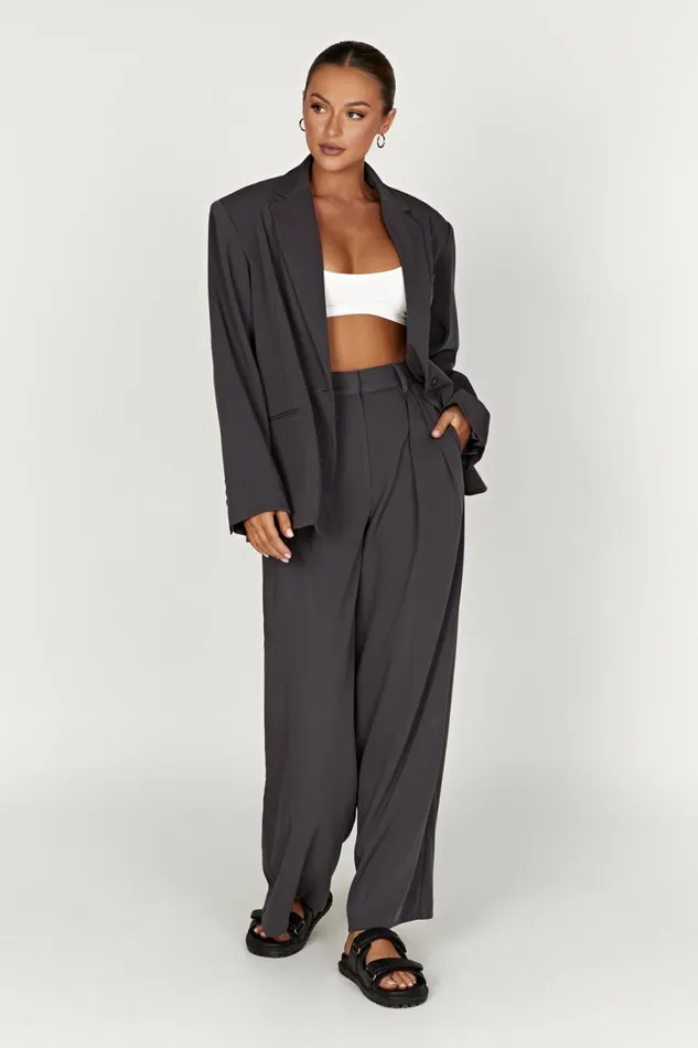 Meshki Pants Women Jemima Straight Leg Pants 8211 Charcoal Charcoal