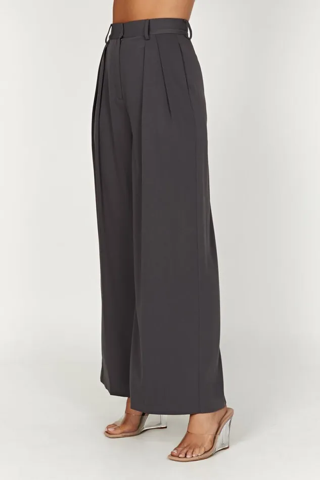 Meshki Pants Women Jemima Straight Leg Pants 8211 Charcoal Charcoal