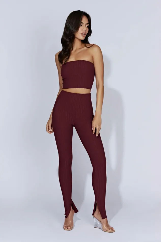 Meshki Pants Women Jordi Side Split Knit Leggings 8211 Cherry Chocolate Cherrychocolate Meshki Pants Women Jordi Side Split Knit Leggings 8211 Cherry Chocolate Cherrychocolate