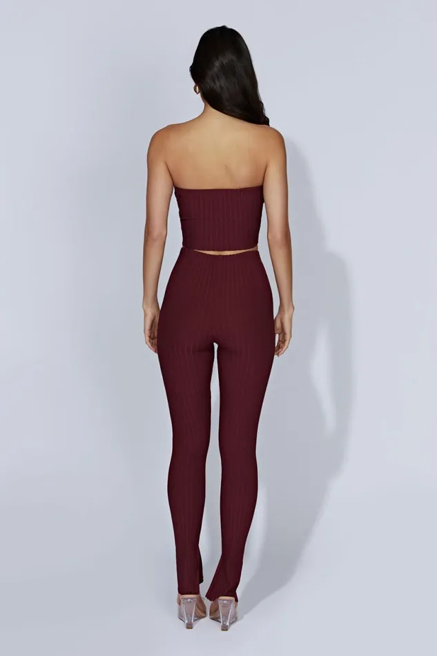 Meshki Pants Women Jordi Side Split Knit Leggings 8211 Cherry Chocolate Cherrychocolate Meshki Pants Women Jordi Side Split Knit Leggings 8211 Cherry Chocolate Cherrychocolate