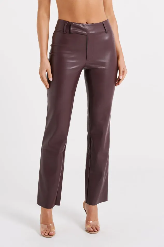 Meshki Pants Women Laurette Faux Leather Straight Leg Pant 8211 Dark Chocolate Darkchocolate Meshki Pants Women Laurette Faux Leather Straight Leg Pant 8211 Dark Chocolate Darkchocolate