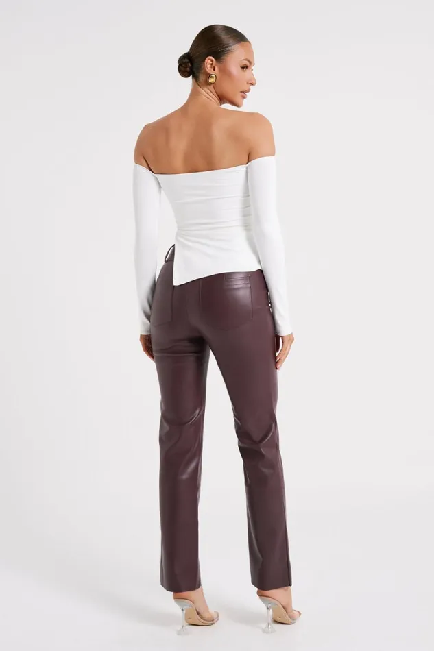 Meshki Pants Women Laurette Faux Leather Straight Leg Pant 8211 Dark Chocolate Darkchocolate